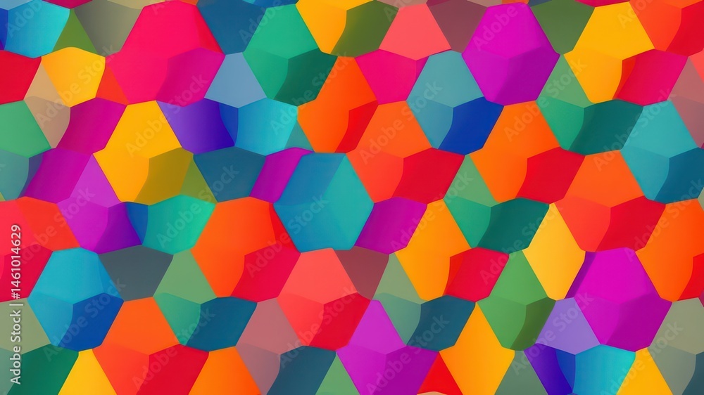 Poster vibrant hexagon mosaic pattern a colorful geometric background ideal for design projects