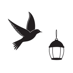 Azure Tit In Mid Flight Toward Feeder Silhouette