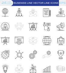  Vector  Business Black Line Icon Business Outline Icon Set