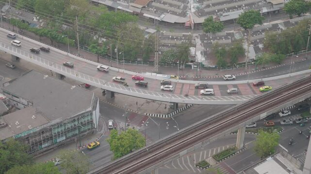 Traffic on the elevated road in Bangkok, in front of Chatuchak Weekend Market.