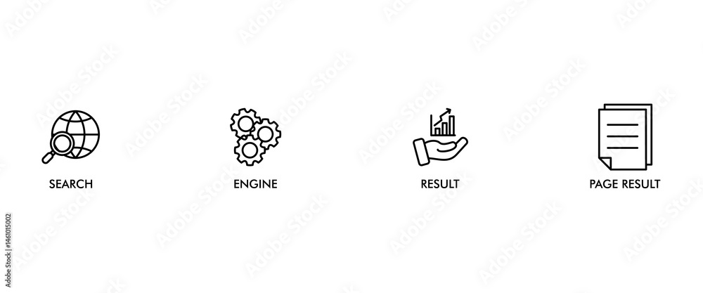 Poster serp banner web icon vector illustration concept for search engine result page with icon of web sear