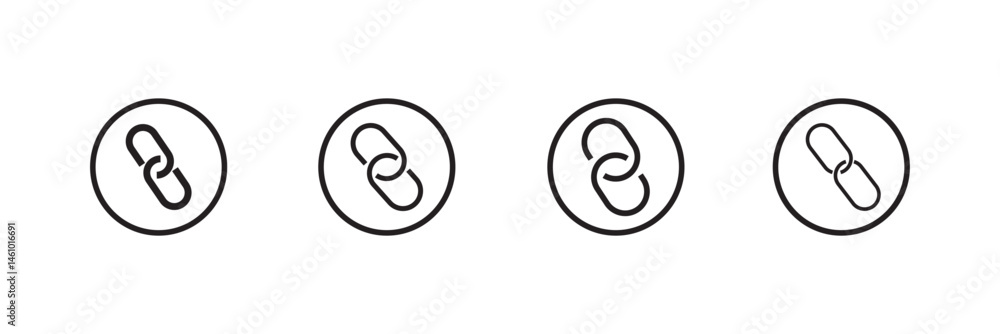 Poster link icon set on white background. copy link icon. web link, hyperlink icon in solid black flat shap
