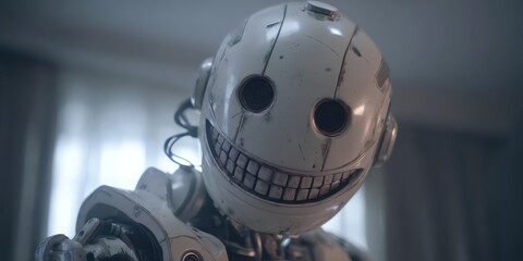 Fototapeta premium Close-up view of a stylized robotic figure.