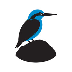Azure Kingfisher Sitting Quietly On Rock Silhouette