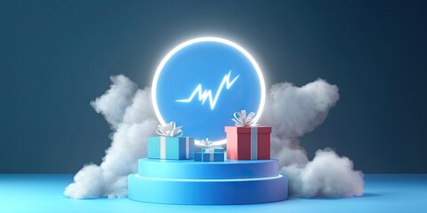 Gift Platform with Neon Sign