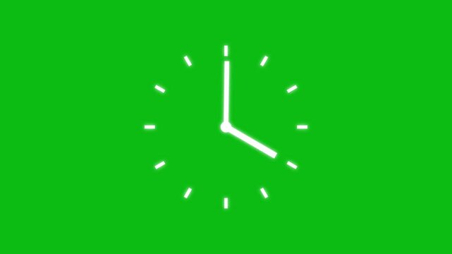 Clock spinning, watch animation on transparent background with alpha channel. Clock icon flat style 24 hours day fast speed with moving timer clock rotation