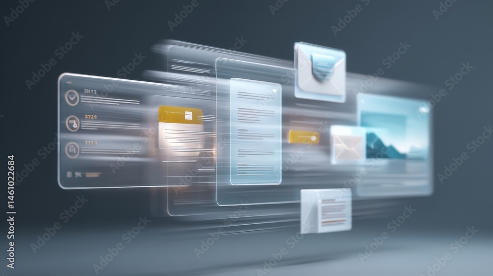 Poster high speed data transfer abstract digital documents and emails flowing rapidly