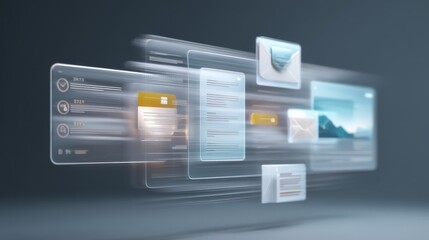 High speed Data Transfer Abstract Digital Documents and Emails Flowing Rapidly