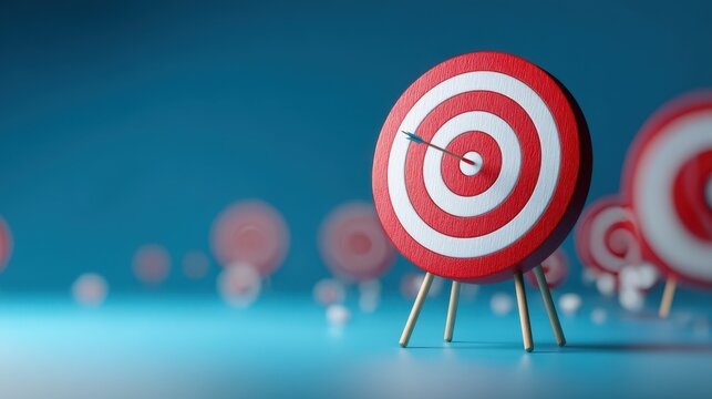 Achieve Your Goals Red Target with Arrow Hitting Bullseye Business Success Concept