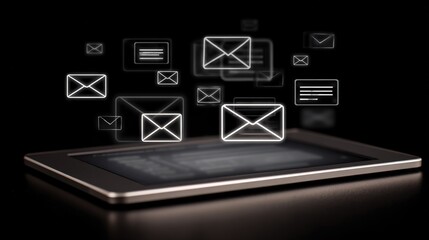 Digital Tablet Displaying Incoming Emails Online Communication Concept