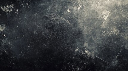 Obraz premium A vintage, aged photo effect with a dust and scratches overlay. A black grunge abstract background with subtle texture imperfections, faded edges, and organic distress marks. High contrast yet soft 