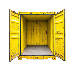 Png of Open yellow shipping container showcasing its spacious interior, perfect for storage or transport.