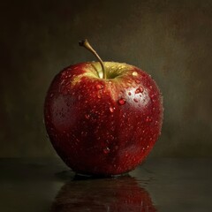 A close-up view of a single, wet red .