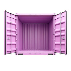 Png of An empty pink shipping container, showcasing its vibrant interior and spacious layout, ideal for storage or artistic projects.