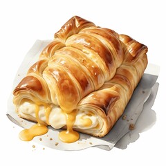 Delicious Croissant Pastry with Cream Filling and Drizzle