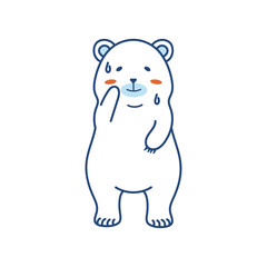 暑がるシロクマのかわいいイラスト（カラー）