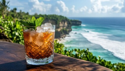Tropical cocktail by ocean