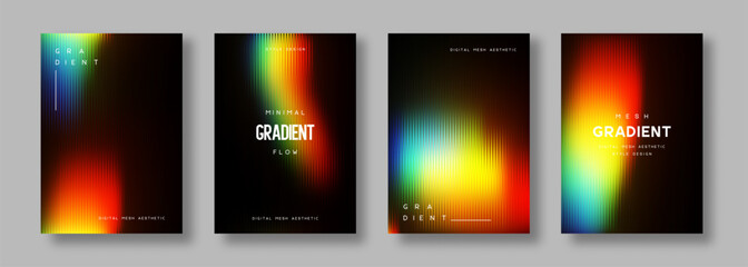 3d glassmorphism glass with iridescent colors on the black. Abstract gradient background. Corrugated trendy texture. Vector illustration.