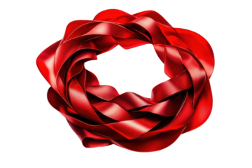 A red ribbon twisted circle