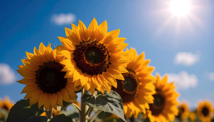 Obraz premium 青空とひまわり