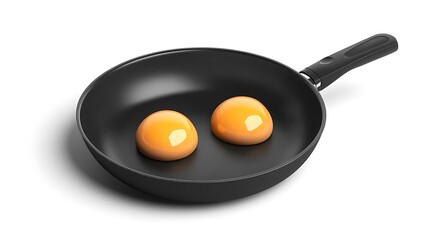 Two fried eggs in pan.