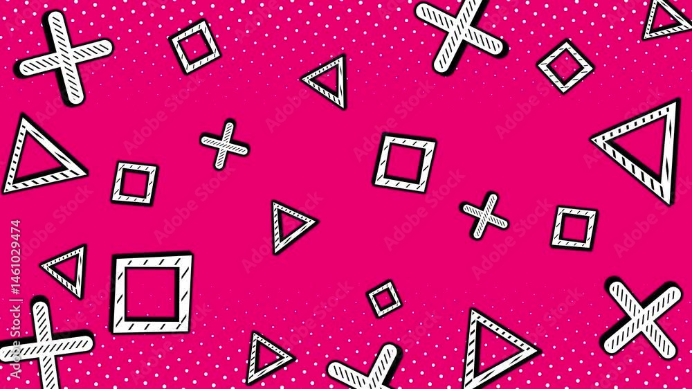 Aufkleber abstract geometric moving shapes in the patterns memphis retro 80s-90s style background.