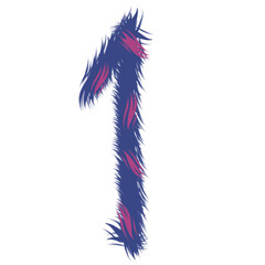 Number one drawing hand drawn purple and pink color design.