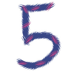 Number five drawing hand drawn purple and pink color design.