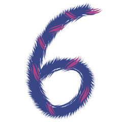 Number six drawing hand drawn purple and pink color design.