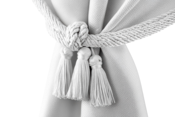 White curtain with tieback