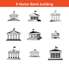 Fototapeta premium Simple icon of a greek temple facade with columns supporting a triangular roof,Justice building icon. Outline justice building vector
