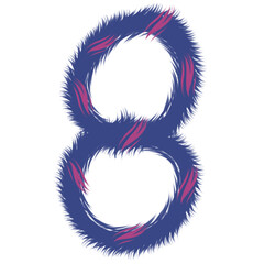 Number eight drawing hand drawn purple and pink color design.