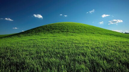 Obraz premium Serene spring landscape: rolling hills and clear skies over lush green field