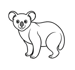 Obraz premium Koala silhouette in black, simple vector illustration on a clean white background.