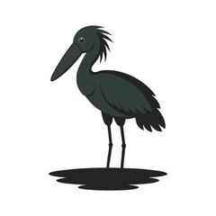 Shoebill Stork Standing Still In Water Silhouette