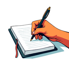 Creative hand writing in a journal, artistic expression