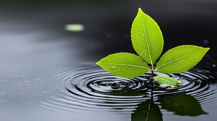 Fresh leaves afloat on water