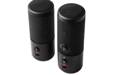 Two black studio speakers