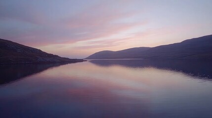 Fototapeta premium Reflective lake capturing every detail of the colorful sunset sky above