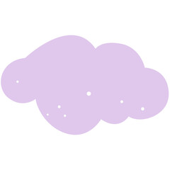 A fluffy purple cloud with scattered white dots, designed in a dreamy and minimal style for artistic and sky-themed creative projects.