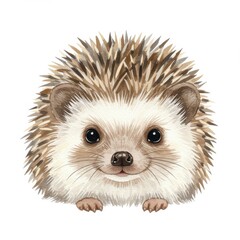 Cute hedgehog watercolor cartoon illustration isolated on white background