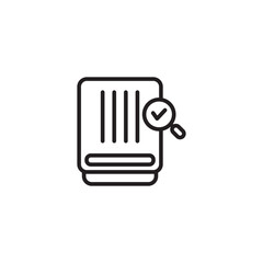 A black and white icon of a humidifier with vertical lines and a magnifying glass with a checkmark on the side, suggesting a quality check or monitoring feature.
