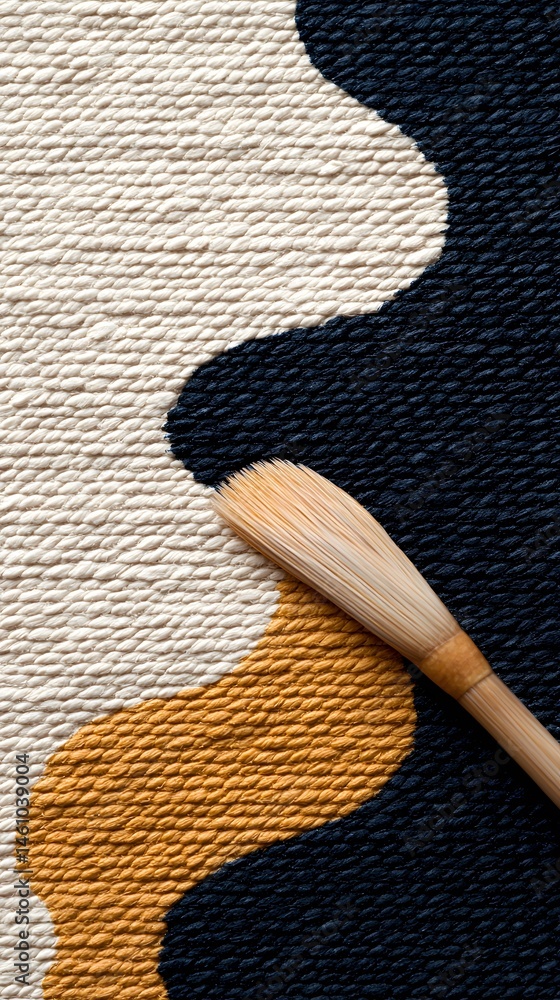 Poster abstract wave pattern with brush on textured paper