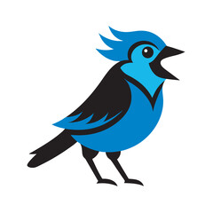 Blue Jay Calling With Open Beak Silhouette