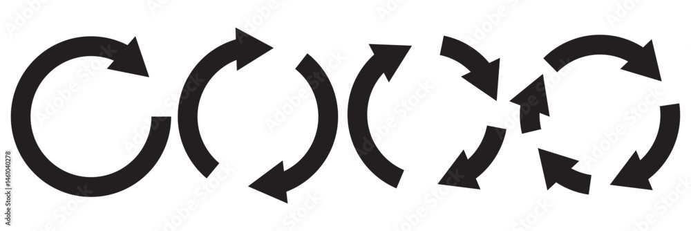 Poster circle arrow icon set. symbol of reload, refresh, loading, recycle and repeat. interconnecting round