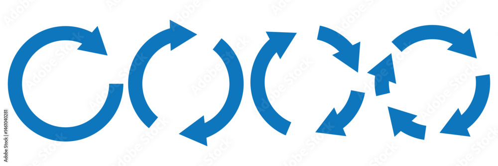Poster circle arrow icon set. symbol of reload, refresh, loading, recycle and repeat. interconnecting round