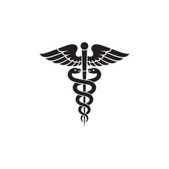 Caduceus Symbol Icon Vector Representing Medicine, Healthcare, and Healing for Digital Artwork Editable Illustration Isolated on a White Background