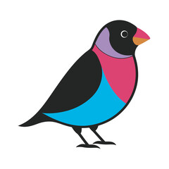 Gouldian Finch Perched With Round Body Silhouette