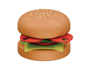 burger icon 3d illustration render
