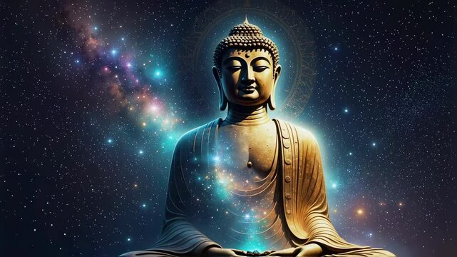 宇宙と仏の悟りのイメージ動画